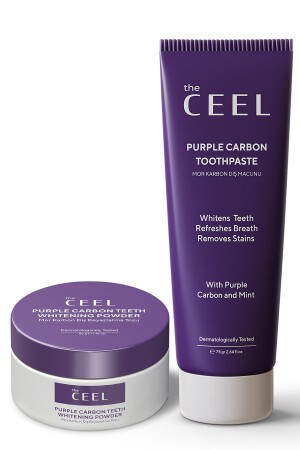 مجموعة من أسنان الكربون النشط من MNZ-Purple (مربح الأسنان من الكربون البرتقالي 75 ج + مسحوق الأسنان من الكربون البرت - The Ceel