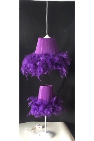 MNZ-Purple Feather Chandelier Lampshade Set غرف الأطفال غرف الأطفال - TEKAY AYDINLATMA