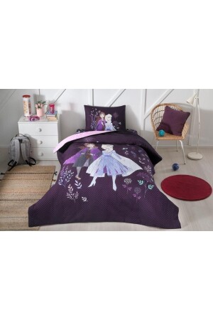 MNZ-Purple Frozen Natural Single Licensed Quilted Children's Duvet Cover 8697353525841 - Özdilek