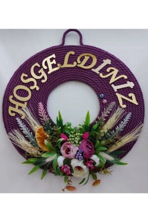 أزهار من نوع MNZ-Purple زينة الباب زينة من نوع Wreath هدية منزلية KS300515MOR - Yumak Dekor Grup