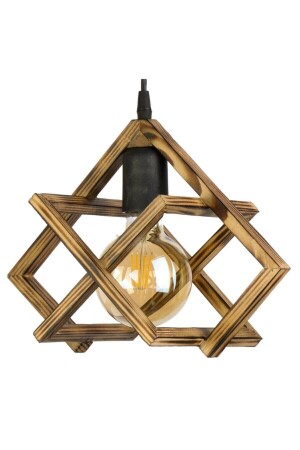 MNZ-Pyramid واحد مصباح معلق خشبي شمعة 016 - Zuhal Aydınlatma