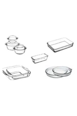 MNZ-Pyrex 9 قطعة مجموعة 088oa 093oa 092oa 091oa 061oa Fma02253 Fma192881 Fma146525 Fma03121 Fma - Paşabahçe