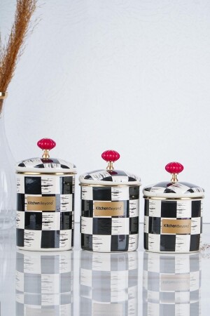 MNZ-Qualita King Enamel Chckerboard ديكورات 3 قطع عطر مجموعة متوسط الحجم TYC00636619234 - ACAR