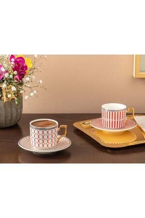 MNZ-Rabecca Porcelain Set من كوبين قهوة 90 مل حمراء 10033966 - English Home