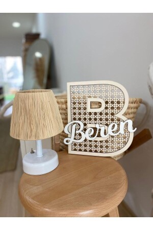 MNZ-Raffia & Wicker Table Top LED Wireless Battery يعملون على إضاءة الشمس البيضاء بدون حافة M203 - Maison Avf