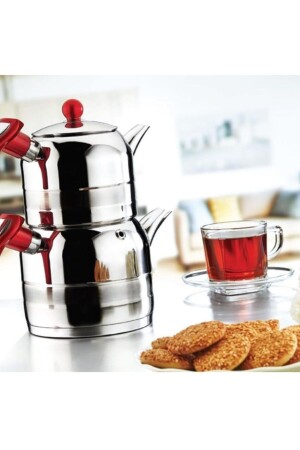 MNZ-Rain Mini Size Teapot Red D-1048-K - Kahramanlar