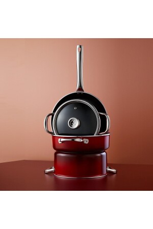 (MNZ-Rainbow Red 7 Piece Bio Diamond Cookware Set 500) 01. 01. 5757 - Jumbo