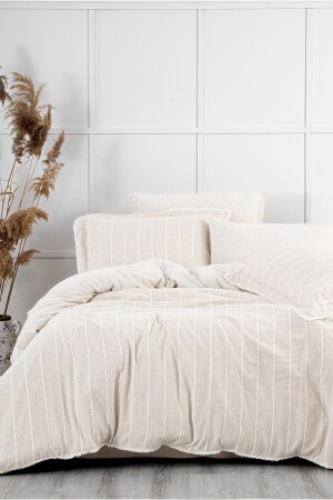 MNZ-Raisa King Size Duvet Cover Set 100% عودية القطن القنب مزيج بيج 240x220 سم NVRRSA240x220 - Ecocotton