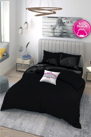 MNZ-Ranforce 100% القطن الأسود مزدوج غطاء غطاء مجموعة NIVEMESHOMENEVRESİMLER - NİVEMESHOME