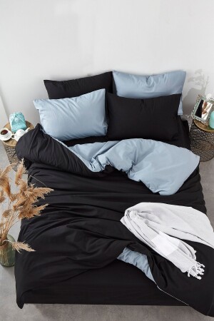 MNZ-Ranforce القطن مزدوج غطاء غطاء مجموعة أسود رمادي 1039 - BONJARDİNHOME