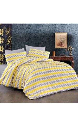 مجموعة من غطاءات القطن من MNZ-Ranforce مع ورقة مرنة، واحد صفراء زيغزاج CRW101657 - CARWEN TEKSTİL