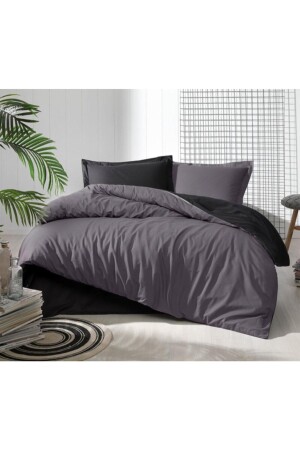 MNZ-Ranforce Duvet Cover Set مزدوج لون مخلوط أنثرايت ST17530 - Özdilek