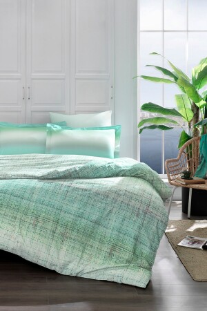 MNZ-Ranforce Duvet Cover Set واحد خيط خضراء ST20933 - Özdilek