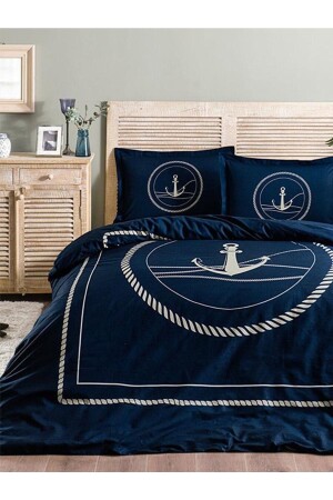 MNZ-Ranforce Duvet Cover Set واحد أنكرو البحرية الأزرق ST23206 - Özdilek