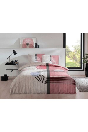 MNZ-Ranforce Quenn Size Duvet Cover Set من 120 أليكس وردي مرنة 160 سم × 220 سم تاك أليكس رمادية 120 - Taç