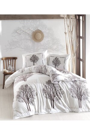 MNZ-Ranforce غطاء غطاء مزدوج غطاء Set Tree Coffee abt-ranforce-çk-tree-kahve - Altınbaşak