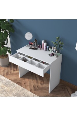 MNZ-Rani Bj104 طاولة تجميل مقعد واحد مجوهرات منظمة أبيض 2342 - Rani Mobilya