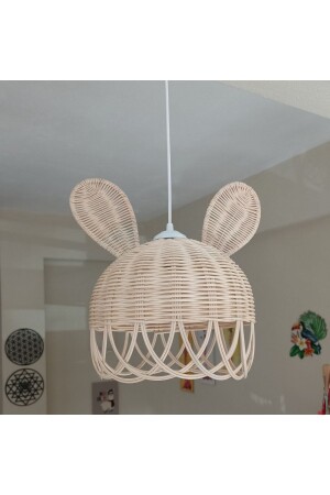 MNZ-Rattan Bamboo Rabbit Ear Chandelier ، غرفة الأطفال Chandelier RBTKAV30 - Ezgi