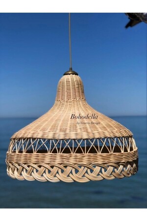 MNZ-Rattan Bamboo Wicker Chandelier Lighting fr1836a - Bohodella