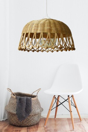 MNZ-Rattan Bamboo Wicker pendant lamp شمعية قطر: 35 سم ارتفاع: 20 سم bel078 - Belkıs Rattan