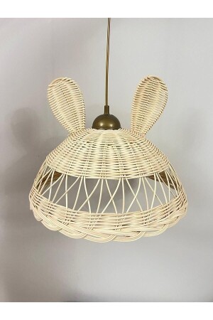 MNZ-Rattan Chandelier بامبو Wicker ديكورات الأرنب الأذن الشمعة 35 سم - Majeste Tasarim