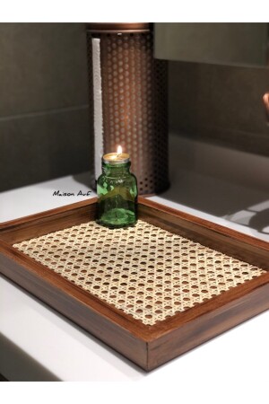MNZ-Rattan Hazeran Tray موديل قديم مستطيل (100% HAZERAN طبيعي) M017 - Maison Avf