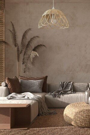 MNZ-Rattan، Wicker، Bamboo Chandelier 35x20 ÇRL270722 - AFRALYAHOME
