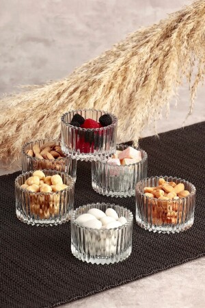 MNZ-Rayan Sultan 6 Piece Glass Snack Bowl تقديم كأس المغنوليا-ماغنوليا - Porsima