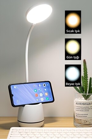 مصباح الطاولة القراءة من MNZ-Rechargeable Study مع حامل القلم ومقاعد قابلة للتعديل 3 مصباح LED مختلفة لون الضوء EC70122 - Ecuy