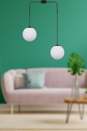 MNZ-Recoba قماش معدني حديثة زجاج أبيض غرفة المعيشة - المطبخ - غرفة النوم - شرائح 2 قطع MAR0012 - Fer Avize