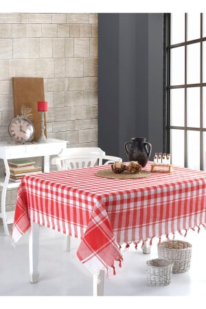 MNZ-Red نمط مربع كبير 150x150 سم غطاء طاولة - Lux Touch