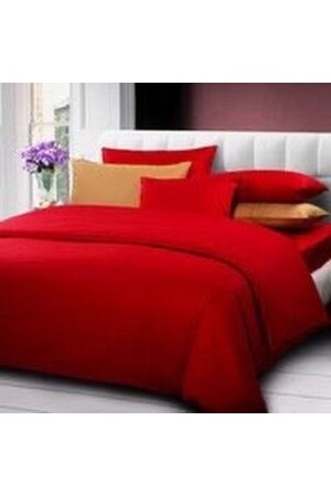 MNZ-Red Brown King Size القطن ساتيين غطاء غطاء الملفوفة - METİNEV