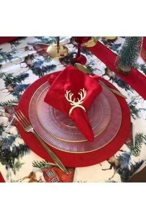 MNZ-Red Cloth Napkin Set من 6 سنوات جديدة عيد الميلاد العام الجديد طاولة Aydpct01k - Ayd Home