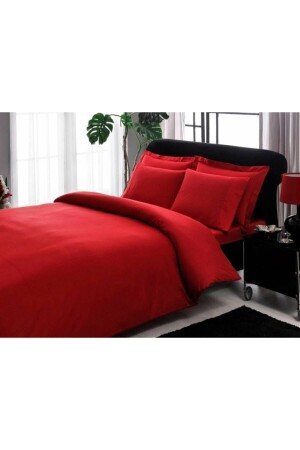 MNZ-Red Cotton Satin King Size Duvet Cover Set dop9147518igo - Taç