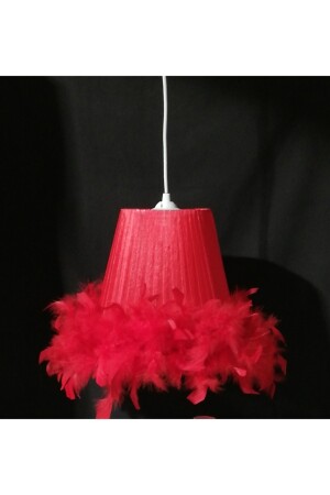 MNZ-Red Feather Chandelier غرفة الأطفال غرفة نوم شمعة 111114445 - TEKAY AYDINLATMA