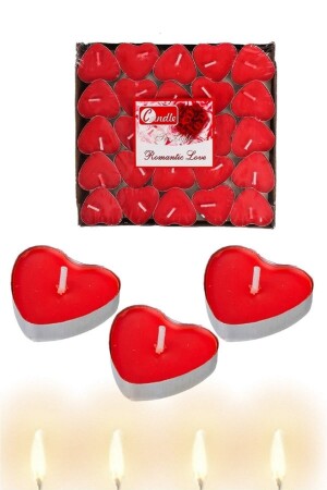 MNZ-Red Heart Tealight 50 شمعة منظمة تزيين الطابق - Candle