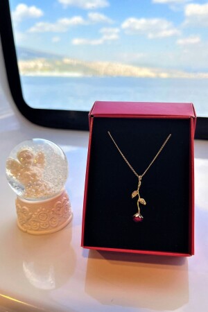 MNZ-Red Rose Gold Necklace و Snow Globe عيد ميلاد هدية Rose Necklace Globe هدية عيد الحب SLTSKKGU - Saltos
