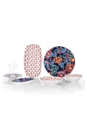 (MNZ-Red Sophie Breakfast Set) 32 قطعة 16138 - Schafer