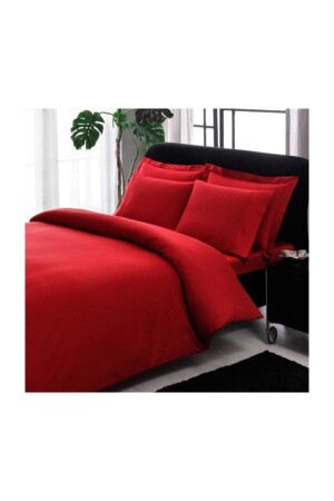 MNZ-Red Stripe Premium Basic Double Duvet Cover Set 60117196 - Taç