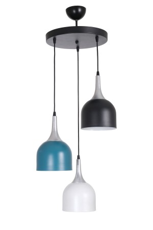 MNZ-Reina المطبخ غرفة المعيشة الرمادية المصابيح الظل التركيزية البيضاء السوداء اللون 3 قطع شمعة REE374 - Fer Avize