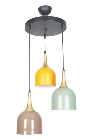 MNZ-Reına تصميم حديث مزيج معدني نارنجي قهوة خضراء اللون اللون اللون الكاميرا المضيء الكافي - المطبخ 3-قطع الشنابل REINAKLAS - Fer Avize