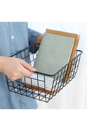 MNZ-Relaxdays سلة الأسلاك التخزين المستطيل والمنظمات شبكة سلة معدنية، الأسود gd0205 - GO DEKOR