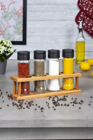 مجموعة من الـ MNZ-Rena 4 قطع قنينة العطور، مجموعة من الـ 4 قطع قنينة العطور مع منصة خشبية EtkaDizayn0019 - Genel Markalar