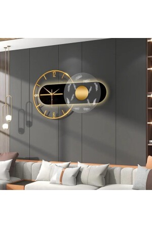 الوقت الحصري من MNZ-Renessa - بطارية تعمل LED - ساعة الحائط المزخرفة المعدنية الزجاجي اللاكر الحائط الحديث - Metaquartz Aksesuar