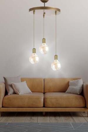 MNZ-Retro 3 قطع ذهبية فاخرة مصباح العلق شاندليير - غرفة النوم - غرفة المعيشة - المطبخ - القاعة - المكتب 61651kami - TEKFA