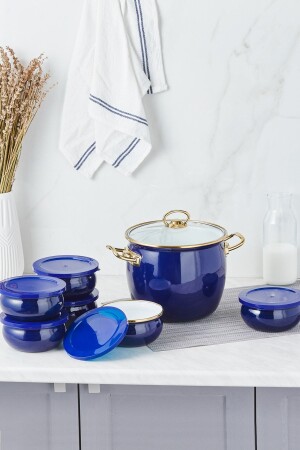 (MNZ-Retro Enameled Yogurt Fermenter Set) ، طراز (نيوي بلو) 153 - Karaca