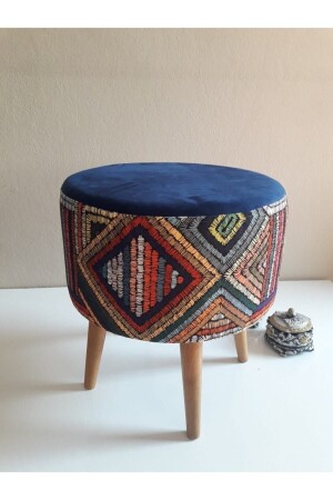 MNZ-Retro Hornbeam خشبية سيقان أزياء العرقية أعلى البحرية الأزرق نمط السلندر بوف مقعد الكرسي - Albatros