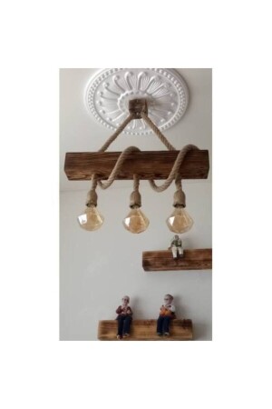 MNZ-Retro Log الخشب الحبل معلق مصباح شمعة، Özcan0003 - Özcan Life