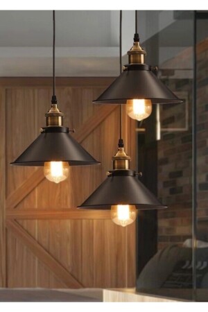 MNZ-Retro Metal Black 3 قطع ديكوراتية مصباح معلق صخري 30 سم RYS00064 - Rsylight