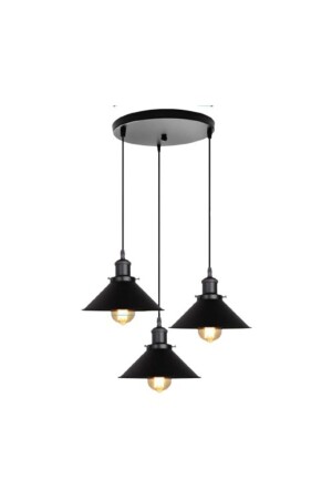 MNZ-Retro Metal Black Triple Pendant Lamp قمر الشنادل قطر: 30 سم RYS012 - Rsylight